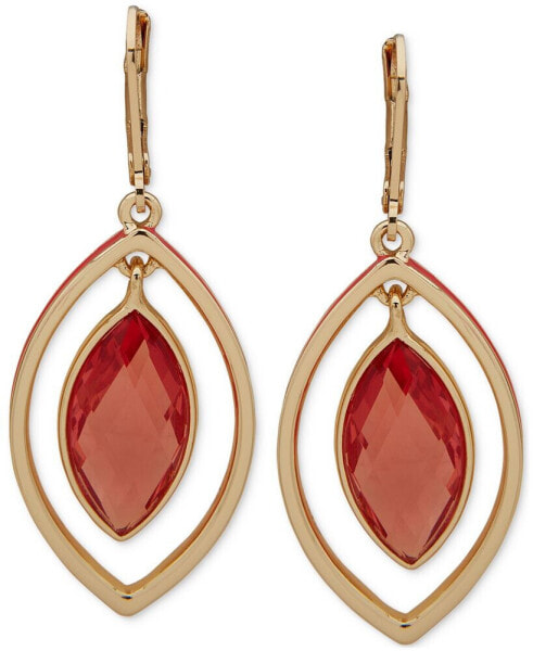 Gold-Tone Navette Stone Orbital Drop Earrings