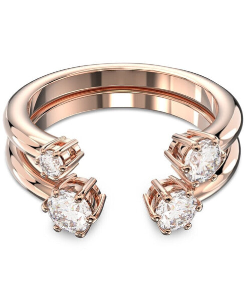 Rose Gold-Tone 2-Pc. Set Constella Crystal Open Rings
