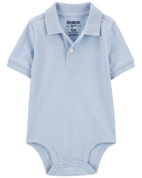 Baby Light Blue Piqué Polo Bodysuit 18M