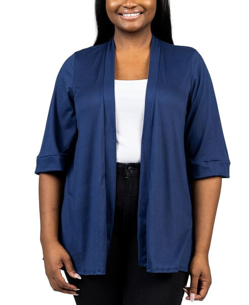 Plus Size Elbow Length Open Front Cardigan Sweater