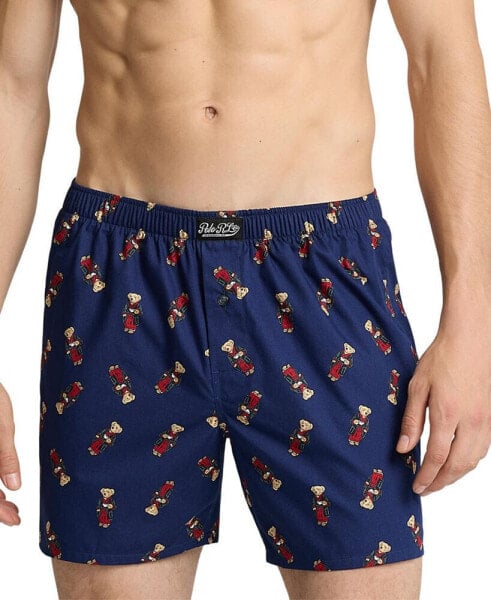 Men's Polo Bear Print Woven Boxers