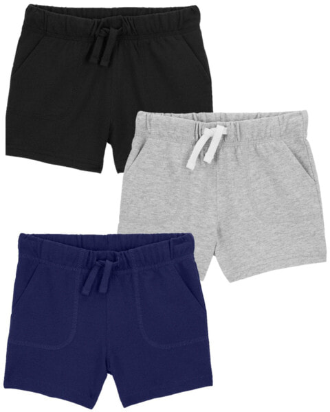 Toddler 3-Pack Pull-On Cotton Shorts 3T