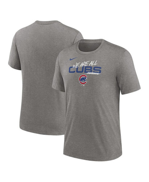 Men's Heather Charcoal Chicago Cubs We Are All Tri-Blend T-shirt