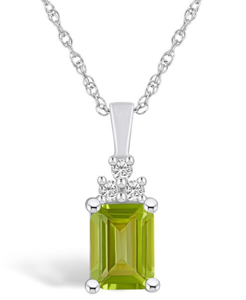 Peridot (1-3/4 Ct. T.W.) and Diamond (1/10 Ct. T.W.) Pendant Necklace in 14K White Gold