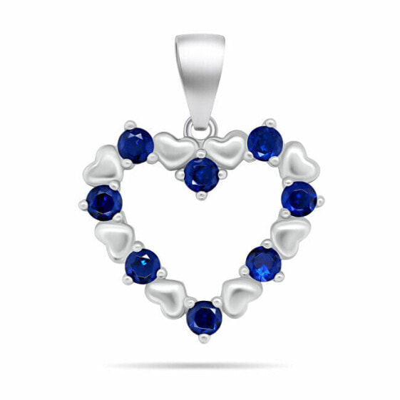 Gentle silver pendant with dark blue zircons PT19WB