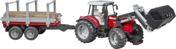 Bruder Massey Ferguson + Frontloader and timber trailer - Black - Red - Silver - Tractor model - Plastic - 3 yr(s) - Boy - 1:16