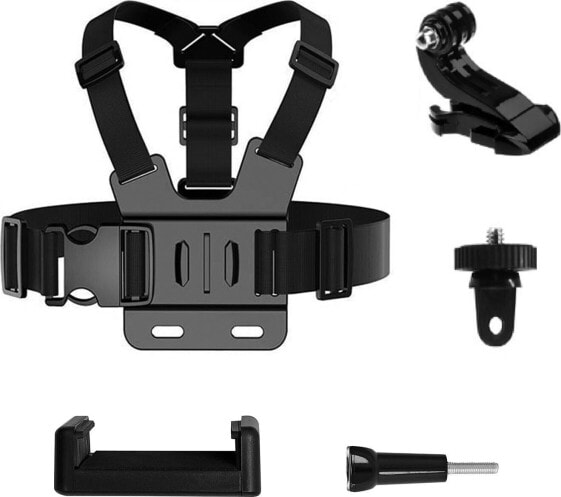 Hurtel GoPro Chest Strap zestaw akcesoriów 5w1 do kamer sportowych GoPro, DJI, Insta360, SJCam, Eken (GoPro 5 in 1 chest strap )