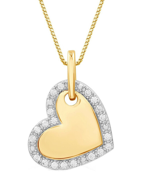 Diamond Heart 18" Pendant Necklace (1/4 ct. t.w.) in 14k Gold-Plated Sterling Silver