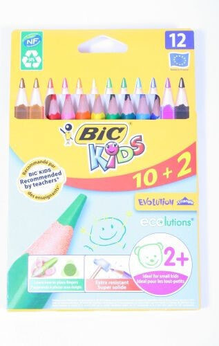 Bic KREDKI KIDS ECOLUTIONS EVOLUTION TRIANGLE PUDEŁKO 10+2 SZT 887146