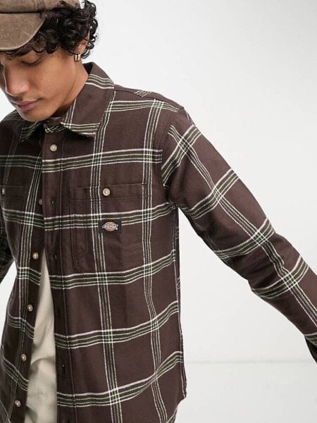 Dickies warrenton check shirt in dark brown