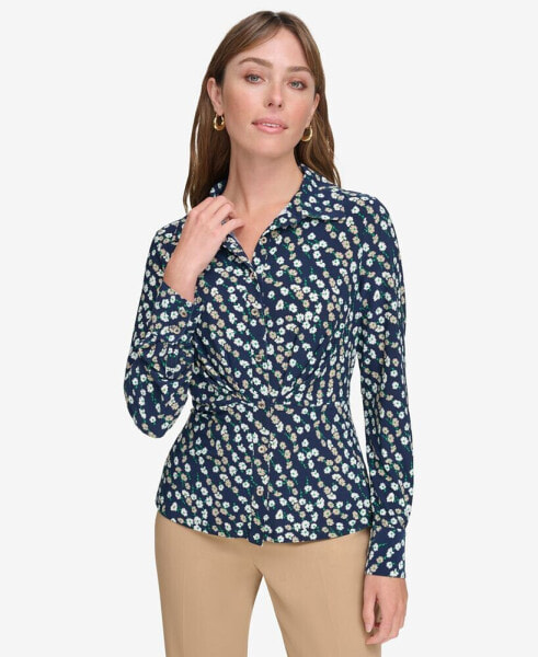 Women's Printed Button-Front Blouse