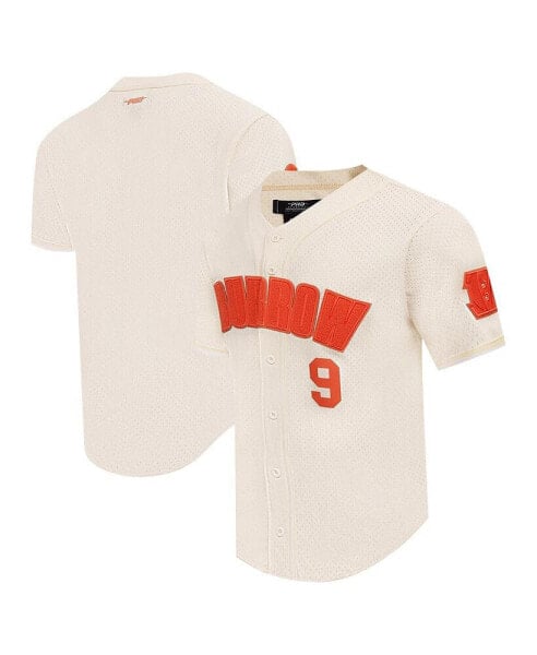 Men's Joe Burrow Cream Cincinnati Bengals Name Number Triple Tonal Button-Up Baseball Jersey