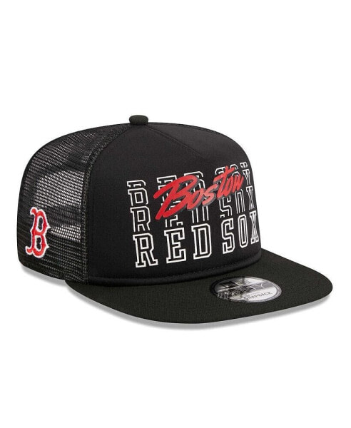 Men's Black Boston Red Sox Street Team A-Frame Trucker 9FIFTY Snapback Hat