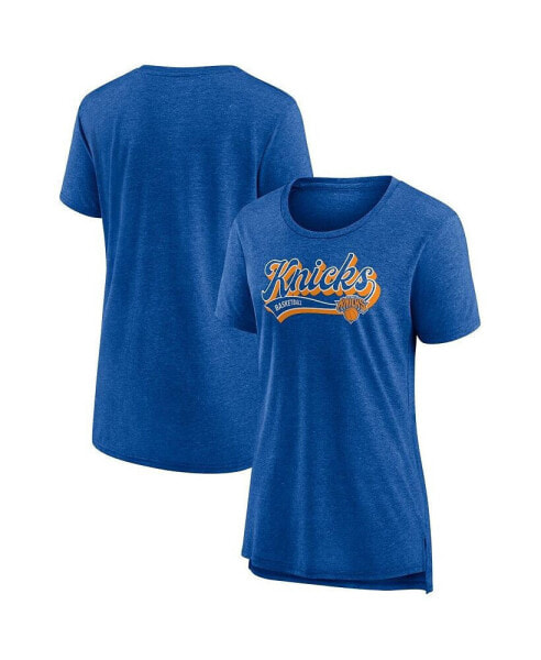 Women's Heather Blue New York Knicks League Leader Tri-Blend T-shirt
