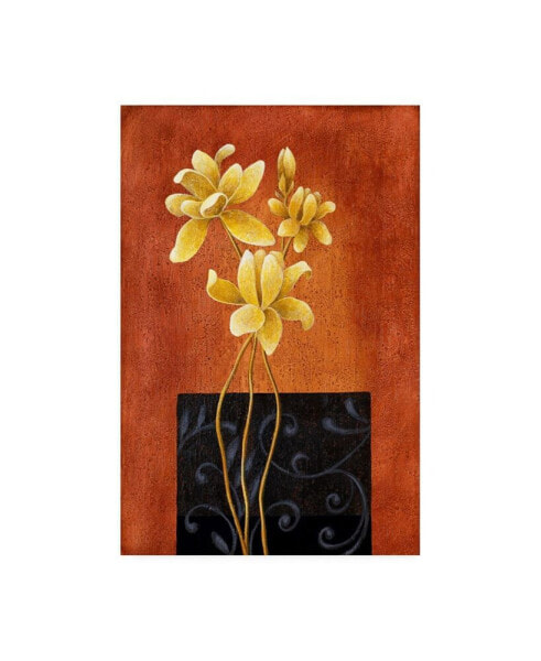 Pablo Esteban Yellow Flowers on Orange Canvas Art - 36.5" x 48"