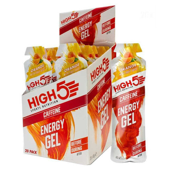 HIGH5 Caffeine Energy Gels Box 40g 20 Units Orange