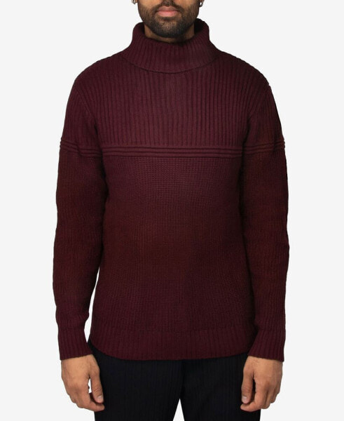 Men's Ribbed Pattern Turtleneck Sweater