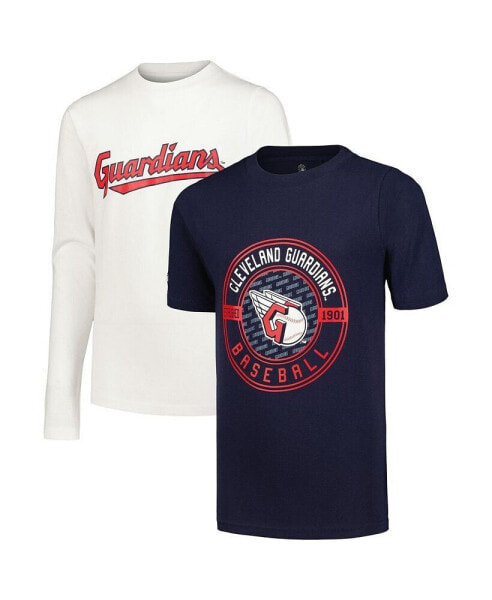 Big Boys Navy, White Cleveland Guardians T-shirt Combo Set