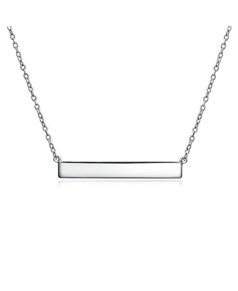 Bling Jewelry thin Sideways Diagonal Flat Bar Pendant Necklace For Women .925 Sterling Silver