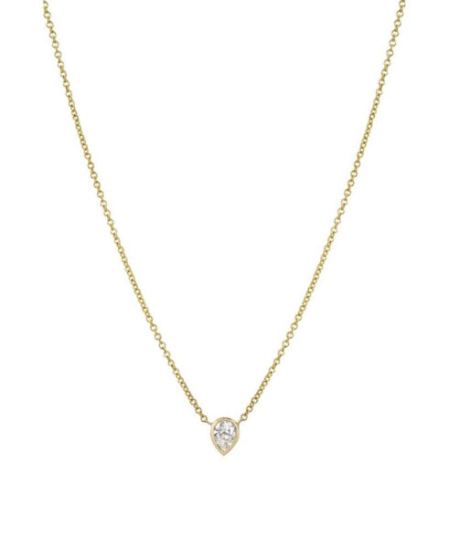 Pear 14K Gold Diamond Bezel Necklace