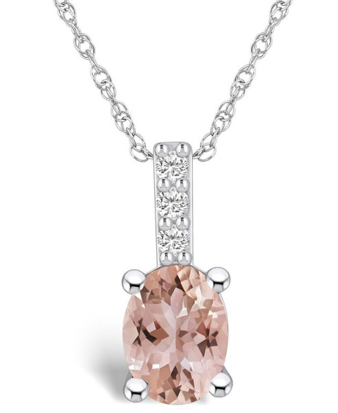 Morganite (1-1/7 Ct. T.W.) and Diamond Accent Pendant Necklace in 14K White Gold