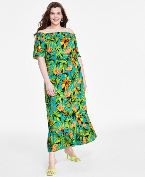 Plus Size Off-The-Shoulder Maxi Dress, Created for Macy's