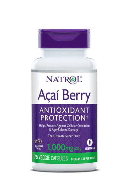 Natrol Acai Berry Antioxidant Protection Комплекс с экстрактом ягод асаи для антиоксидантной поддержки организма  75 растительных капсулы