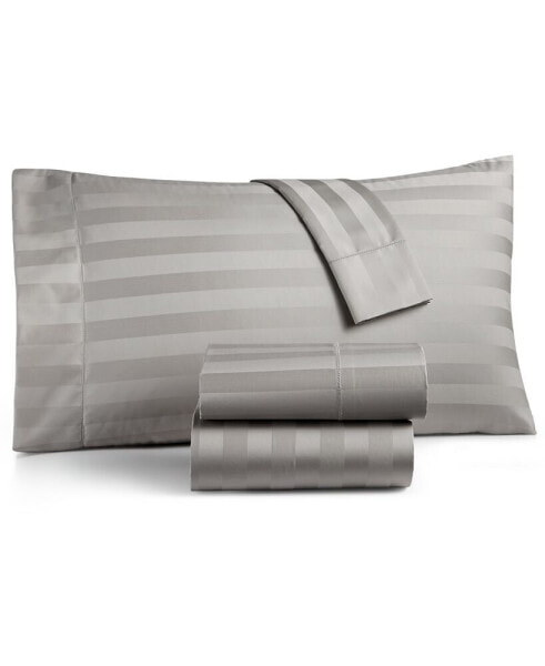 CLOSEOUT! 1.5" Stripe 550 Thread Count 100% Cotton 4-Pc. Sheet Set, King, Created for Macy's