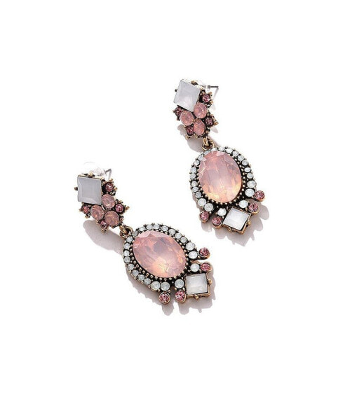 Women's Pink Oval Stone Drop Earrings