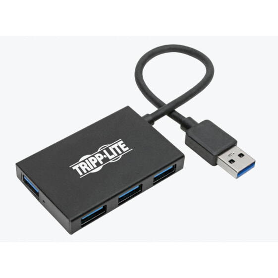 Tripp U360-004-4A-AL 4-Port Slim Portable USB-A Hub - USB 3.2 Gen 1 - Aluminum Housing - USB 3.2 Gen 1 (3.1 Gen 1) Type-A - USB 3.2 Gen 1 (3.1 Gen 1) Type-A - 5000 Mbit/s - Black - Aluminium - 0.22 m