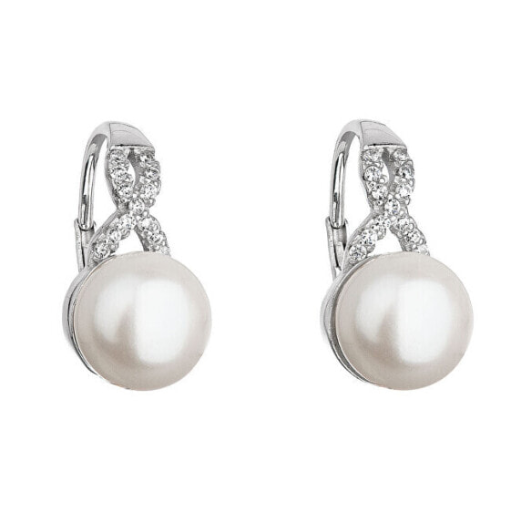 Silver earrings with river pearl 21048.1 white