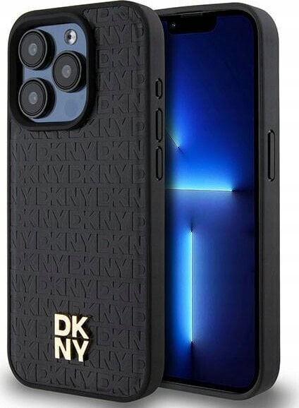 DKNY DKNY DKHMP15LPSHRPSK iPhone 15 Pro 6.1" czarny/black hardcase Leather Pattern Monogram Metal Logo MagSafe