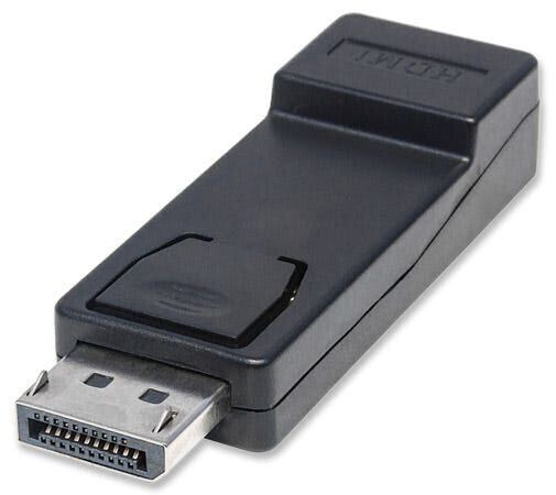 Manhattan DisplayPort 1.1 to HDMI Adapter - 1080p@60Hz - Male to Female - Black - DP With Latch - Not Bi-Directional - Three Year Warranty - Polybag - DisplayPort - HDMI - Black