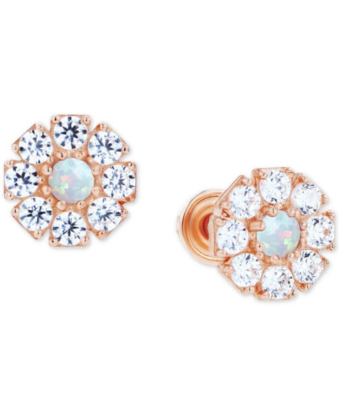 Серьги Macy's lab-Created Opal & White Sapphire Stud