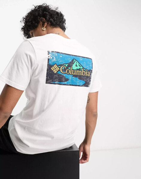 Columbia Rapid Ridge back print t-shirt in white Exclusive at ASOS