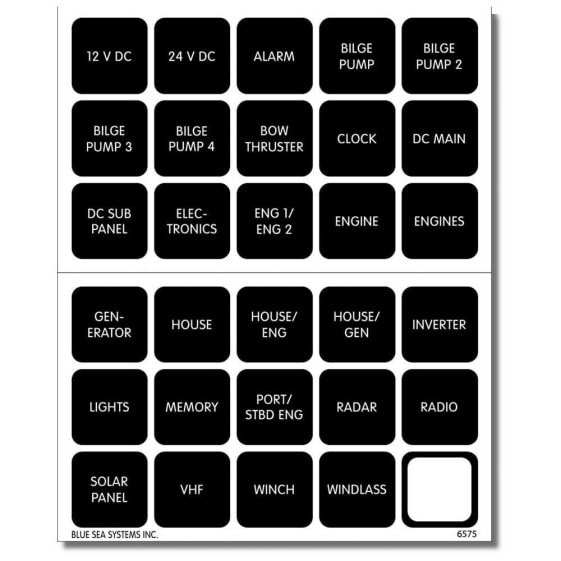 BLUE SEA SYSTEMS Square Label Kit 30 Units