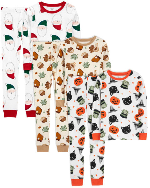 Kid 6-Piece Holiday 100% Snug Fit Cotton Pajamas 4