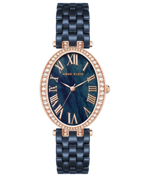 Women's Three-Hand Quartz Navy Ceramic Bracelet Watch, 27mm