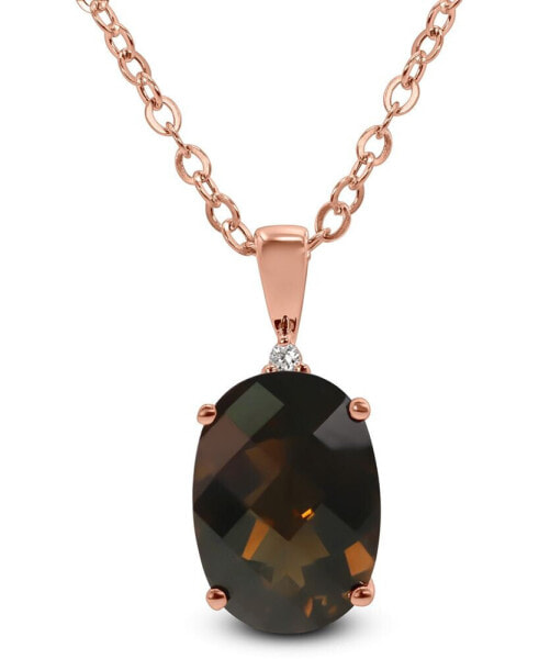 Macy's smoky Quartz (5 ct. t.w.) & Diamond Accent 18" Pendant Necklace in 14k Rose Gold