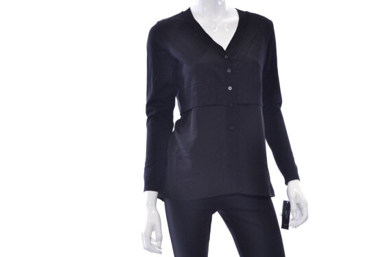 Alfani Women's Button Front V Neck Long Sleeve Cardigan Black XL