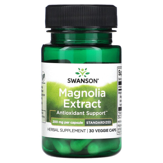 Витамины для нервной системы Swanson Экстракт магнолии 200 мг, 30 вегетарианских капсул