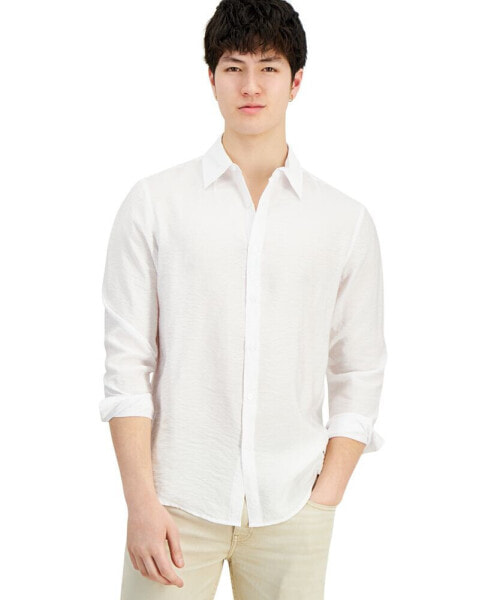 Men's Dash Long-Sleeve Button Front Crinkle Shirt, Created for Macy's