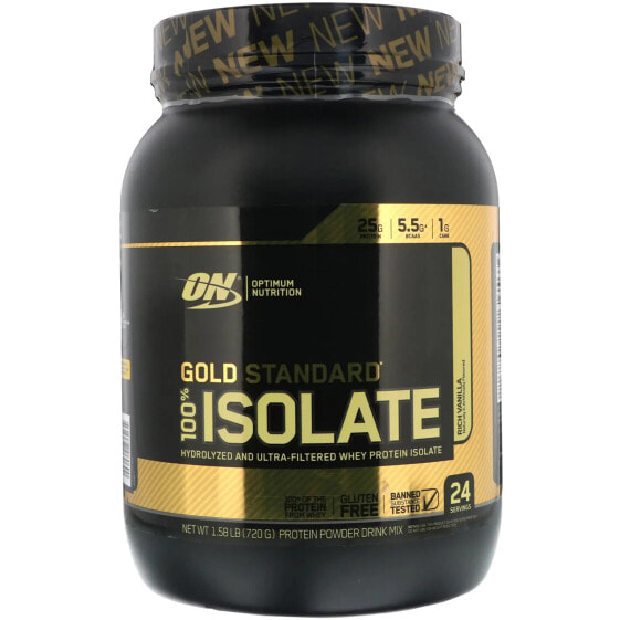 Optimum Nutrition, Gold Standard 100% Isolate, со вкусом ванили, 720 г (1,58 фунта)