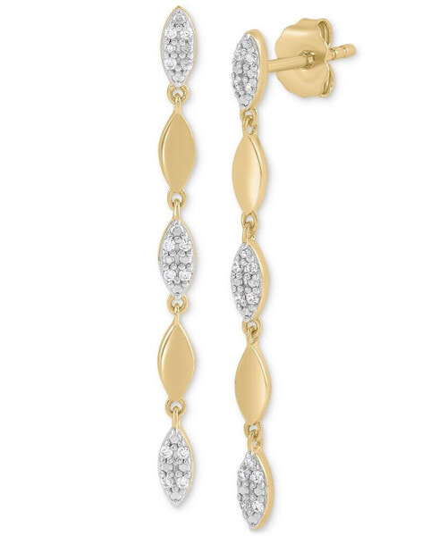 Diamond Cluster & Polished Link Linear Drop Earrings (1/10 ct. t.w.) in 14k Gold-Plated Sterling Silver