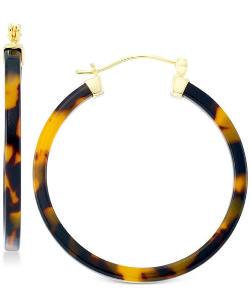Tortoiseshell-Look Lucite Hoop Earrings in 18k Gold over Sterling Silver