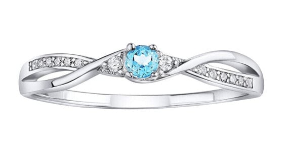 Silver ring with blue Topaz and Brilliance Zirconia JJJR1100TS