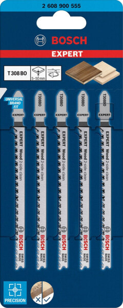 Bosch EXPERT Wood 2-side clean T 308 BO Stichsägeblatt, 5 Stück