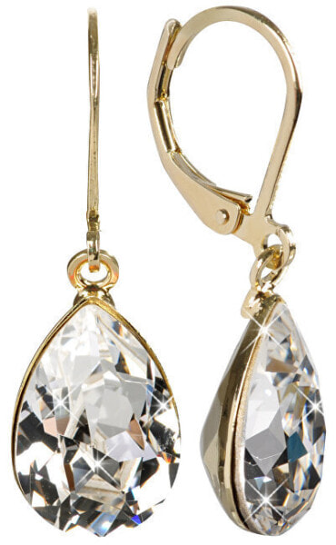 Elegant gold-plated earrings with Pear Crystal crystals