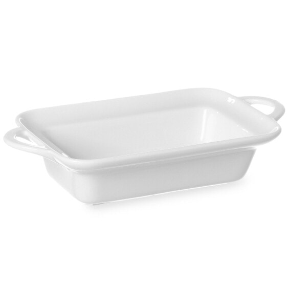 Baking platter rectangular with handles 260x185x55mm white porcelain - Hendi 784129
