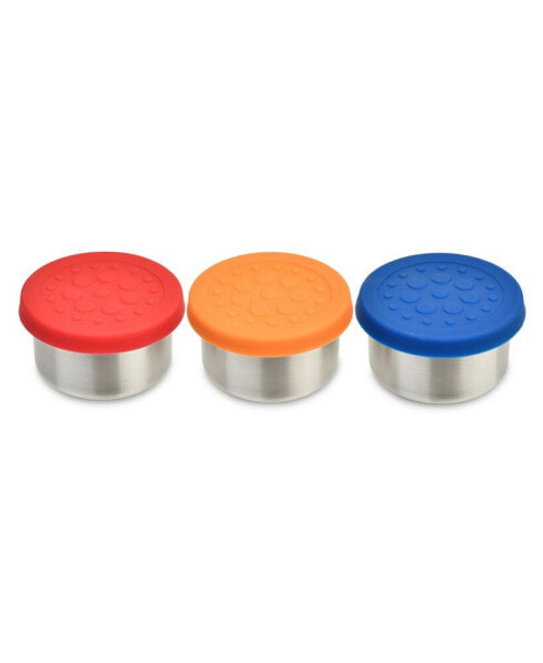 1.5 oz Dips Stainless Steel Leak-Resistant Condiment Holders Assorted Color Silicone Lids, Set of 3